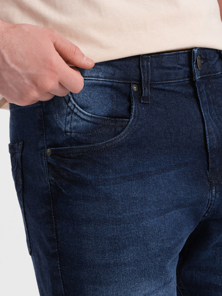 Ombre Clothing Тъмно сини мъжки къси панталони от деним Ombre Clothing