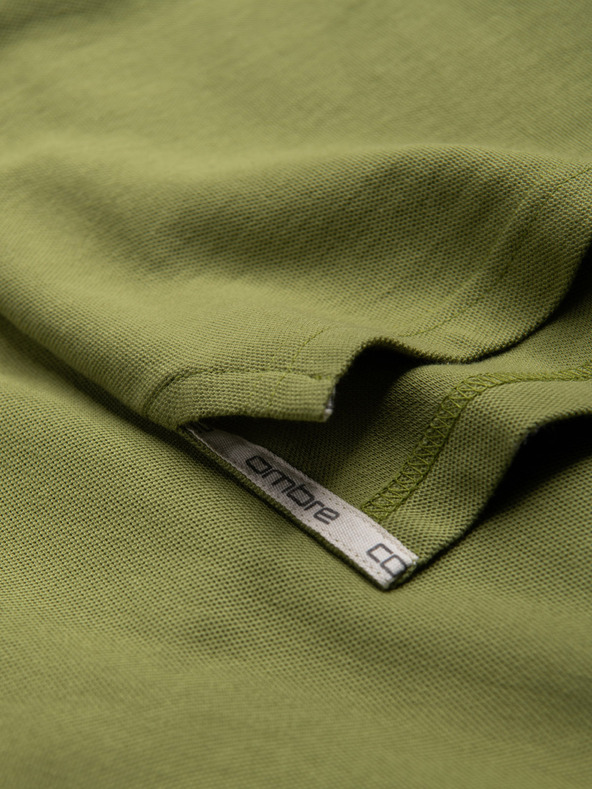 Ombre Clothing Зелена мъжка трикотажна поло тениска Ombre Clothing