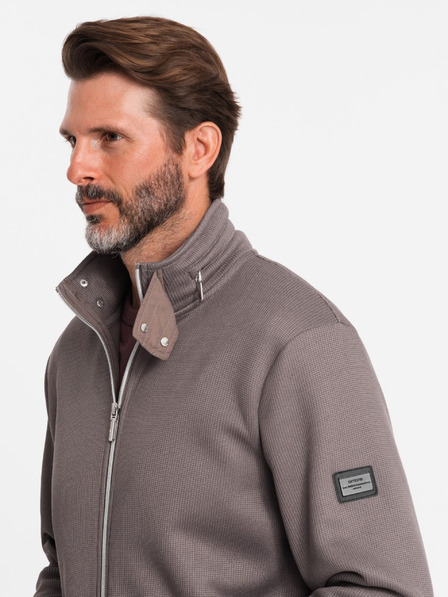 Ombre Clothing Сиво мъжко яке с висока яка и вътрешна част от полар Ombre Clothing