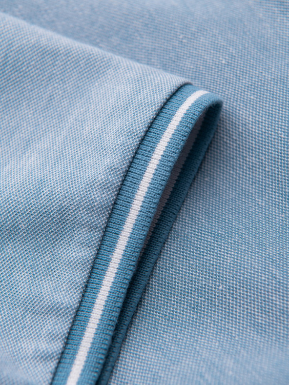 Ombre Clothing Светлосиня мъжка поло риза на райета Ombre Clothing