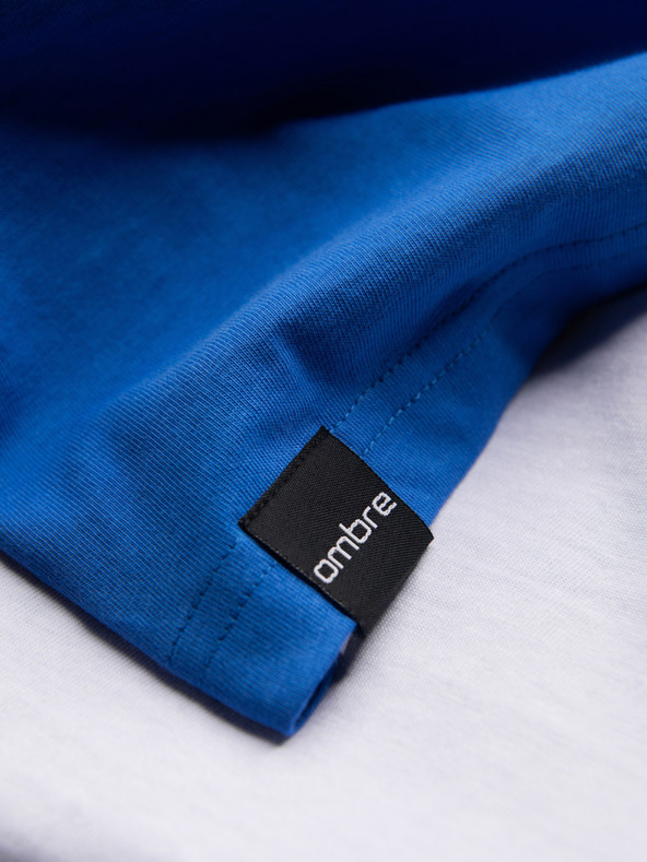 Ombre Clothing Бяло-синя мъжка памучна тениска Ombre Clothing