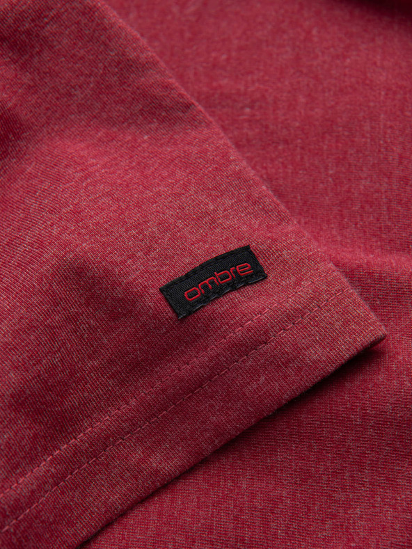 Ombre Clothing Червена мъжка тениска с кръгло деколте Ombre Clothing