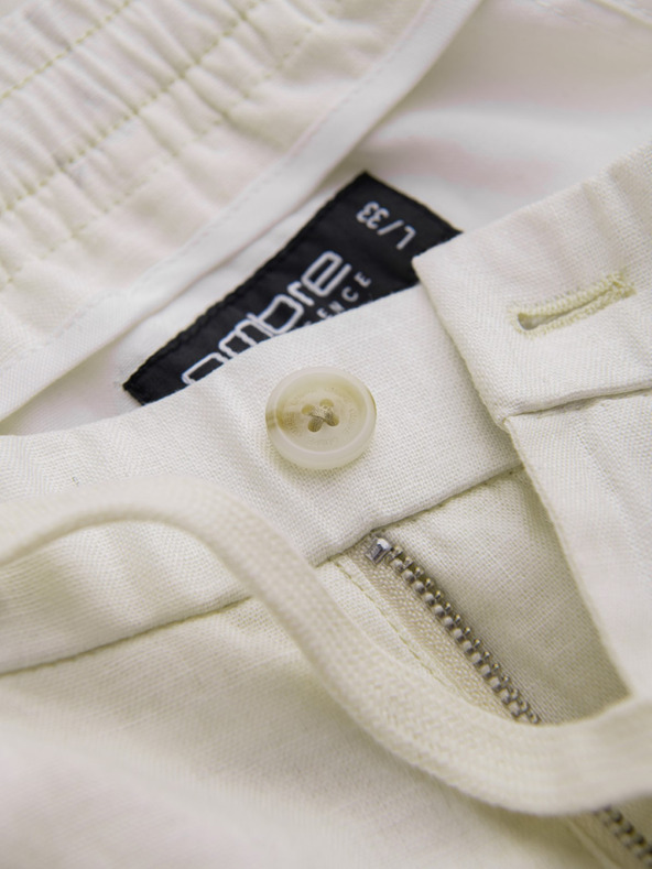 Ombre Clothing Кремави мъжки панталони чино с ленена смес Ombre Clothing