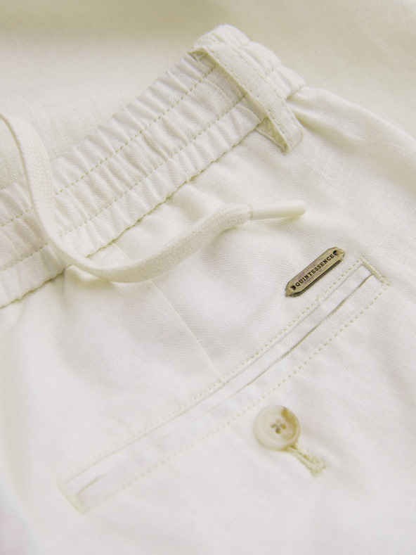 Ombre Clothing Кремави мъжки панталони чино с ленена смес Ombre Clothing