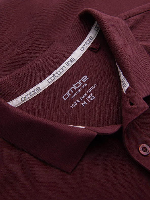 Ombre Clothing Мъжко основно поло в цвят бордо Ombre Clothing