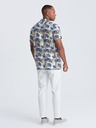 Ombre Clothing Бяла шарена мъжка риза с къс ръкав Ombre Clothing