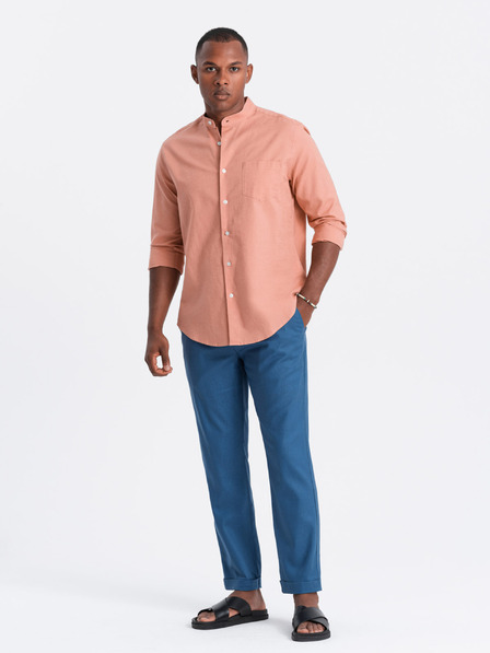 Ombre Clothing Сини мъжки панталони чино с плат Ombre Clothing