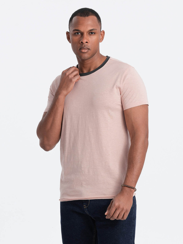 Ombre Clothing Розова мъжка тениска Ombre Clothing