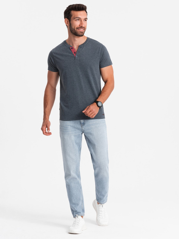 Ombre Clothing Синя мъжка тениска с кръгло деколте Ombre Clothing