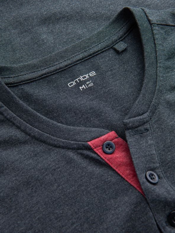 Ombre Clothing Синя мъжка тениска с кръгло деколте Ombre Clothing