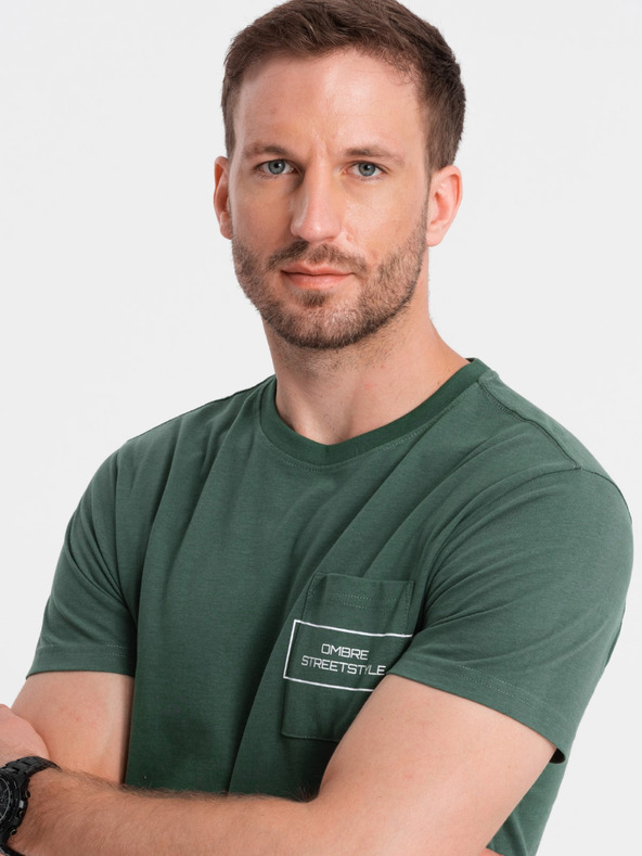 Ombre Clothing Мъжка памучна тениска с джобен печат Ombre Streetstyle Ombre Clothing