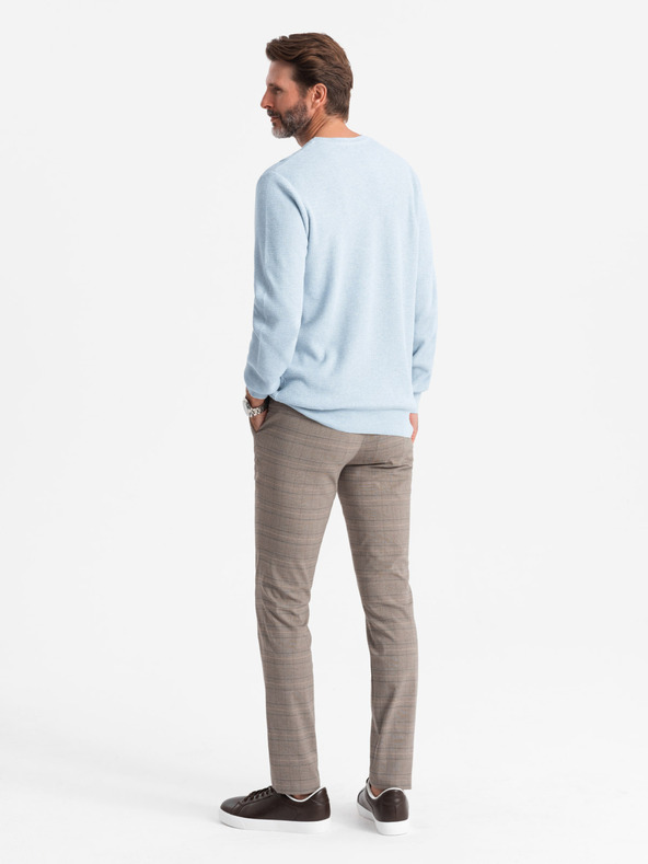 Ombre Clothing Мъжки меланж структуриран плетен пуловер син Ombre Clothing