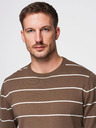 Ombre Clothing Мъжки ежедневен пуловер с хоризонтални ивици кафяв Ombre Clothing
