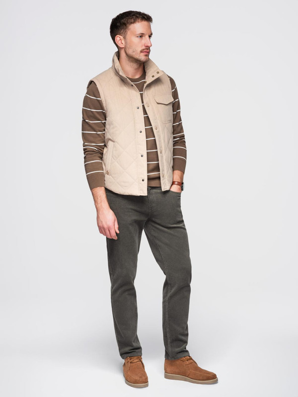 Ombre Clothing Мъжки ежедневен пуловер с хоризонтални ивици кафяв Ombre Clothing