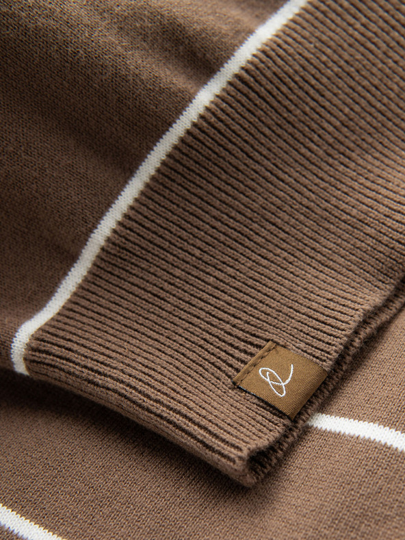 Ombre Clothing Мъжки ежедневен пуловер с хоризонтални ивици кафяв Ombre Clothing