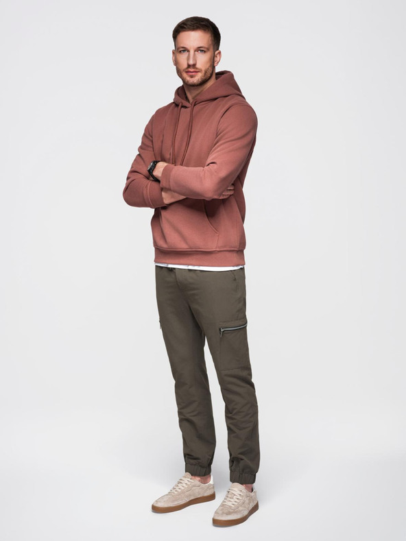 Ombre Clothing Мъжки панталони за бягане с джогинг с джобове и принт тъмно маслинено зелено Ombre Clothing