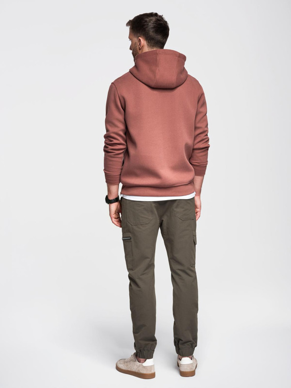 Ombre Clothing Мъжки панталони за бягане с джогинг с джобове и принт тъмно маслинено зелено Ombre Clothing