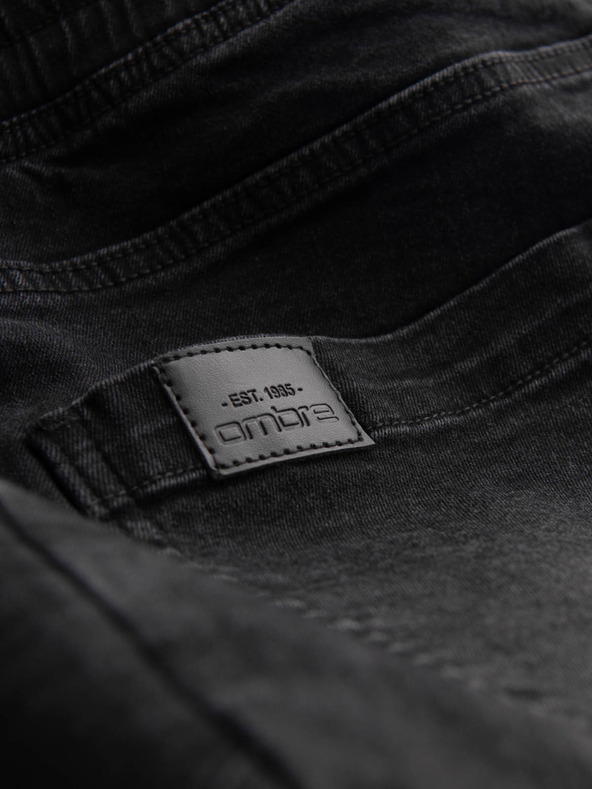 Ombre Clothing Мъжки дънкови спортни панталони с асиметричен шев черни Ombre Clothing