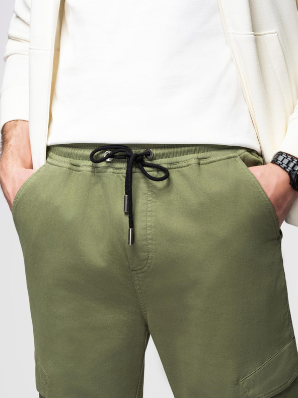 Ombre Clothing Мъжко долнищ с джобове зелен (олив) цвят Ombre Clothing