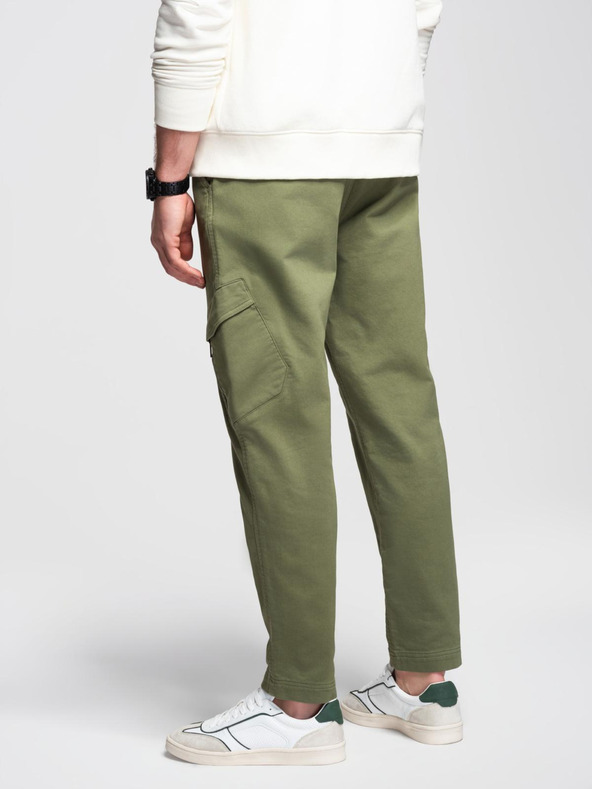 Ombre Clothing Мъжко долнищ с джобове зелен (олив) цвят Ombre Clothing