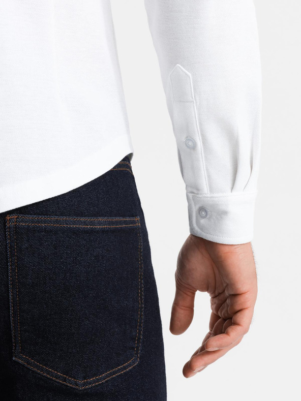 Ombre Clothing Мъжка плетена риза с тънък ръкав Ombre Clothing