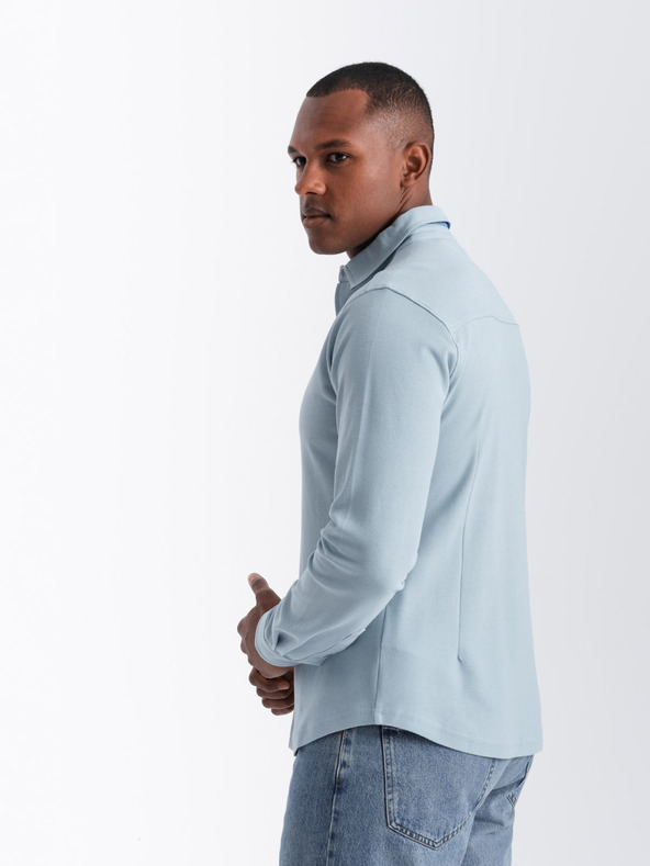 Ombre Clothing Мъжка плетена риза с тънък ръкав Ombre Clothing