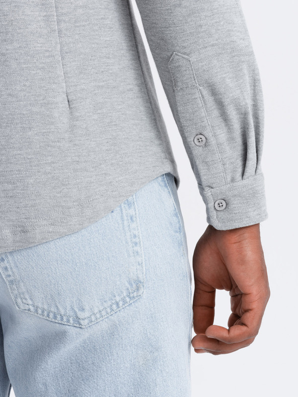 Ombre Clothing Мъжка плетена риза с тънък ръкав Ombre Clothing