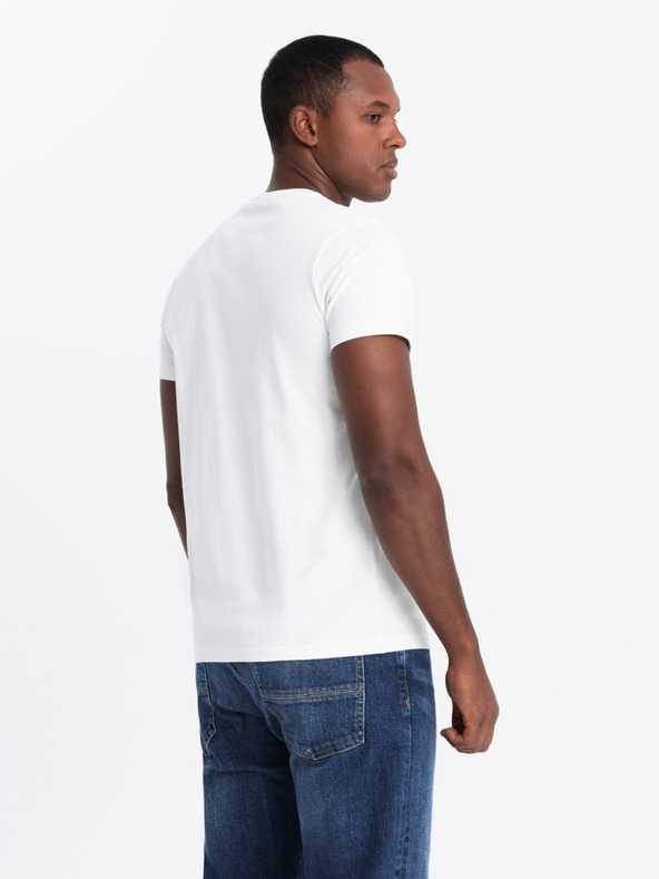 Ombre Clothing Мъжка памучна тениска с деликатна бродерия Ombre Clothing