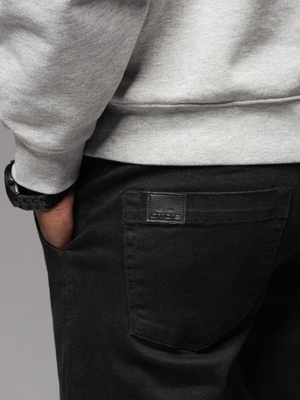 Ombre Clothing Мъжки дънкови спортни панталони с декорация - черни V2 OM-PADJ-0156 Ombre Clothing