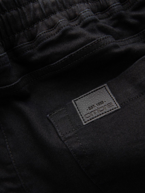 Ombre Clothing Мъжки дънкови спортни панталони с декорация - черни V2 OM-PADJ-0156 Ombre Clothing
