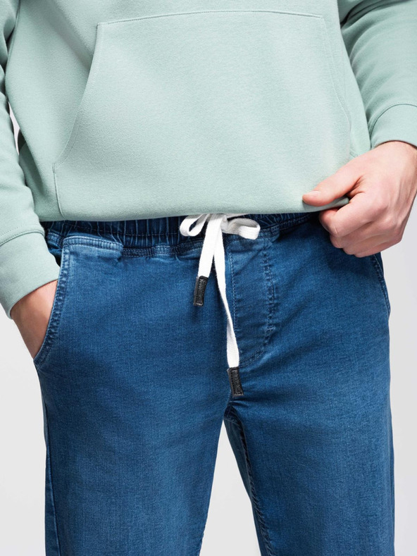 Ombre Clothing Мъжки дънкови спортни панталони с кант - сини V3 OM-PADJ-0156 Ombre Clothing