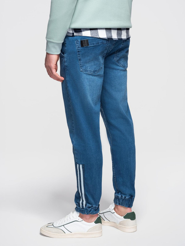 Ombre Clothing Мъжки дънкови спортни панталони с кант - сини V3 OM-PADJ-0156 Ombre Clothing