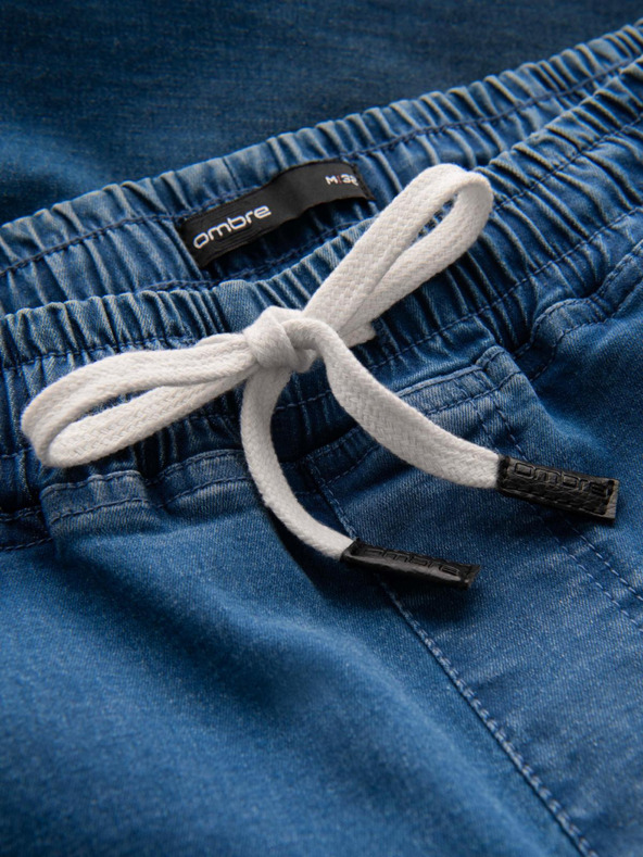 Ombre Clothing Мъжки дънкови спортни панталони с кант - сини V3 OM-PADJ-0156 Ombre Clothing