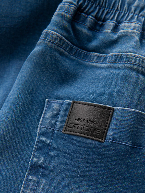 Ombre Clothing Мъжки дънкови спортни панталони с кант - сини V3 OM-PADJ-0156 Ombre Clothing