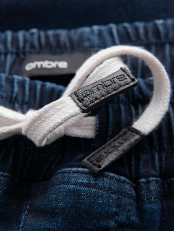 Ombre Clothing Мъжки дънкови спортни панталони с кант - тъмно сини V4 OM-PADJ-0156 Ombre Clothing