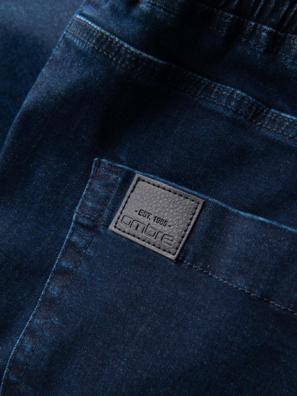 Ombre Clothing Мъжки дънкови спортни панталони с кант - тъмно сини V4 OM-PADJ-0156 Ombre Clothing