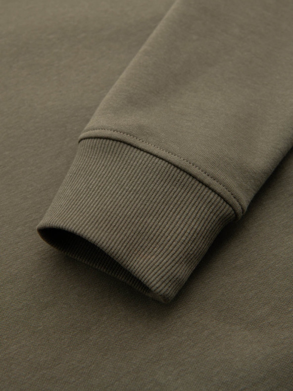 Ombre Clothing Мъжки памучен бомбър суитшърт с цип каки Ombre Облекло