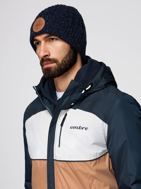 Ombre Clothing Мъжко леко цветно спортно яке с полар кафяво Ombre Clothing