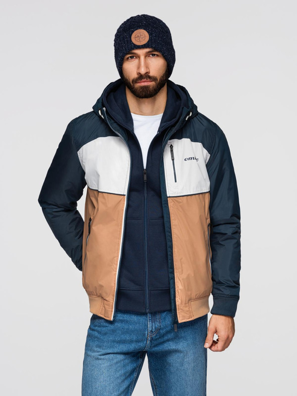 Ombre Clothing Мъжко леко цветно спортно яке с полар кафяво Ombre Clothing