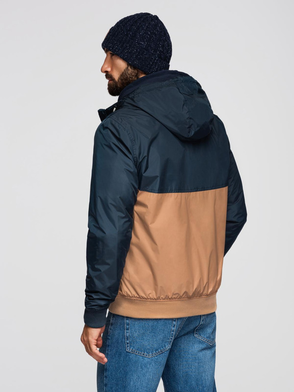 Ombre Clothing Мъжко леко цветно спортно яке с полар кафяво Ombre Clothing