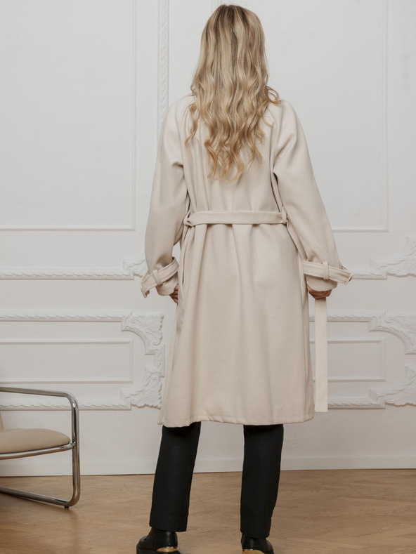 Edoti Бежово дамско палто с колан Edoti