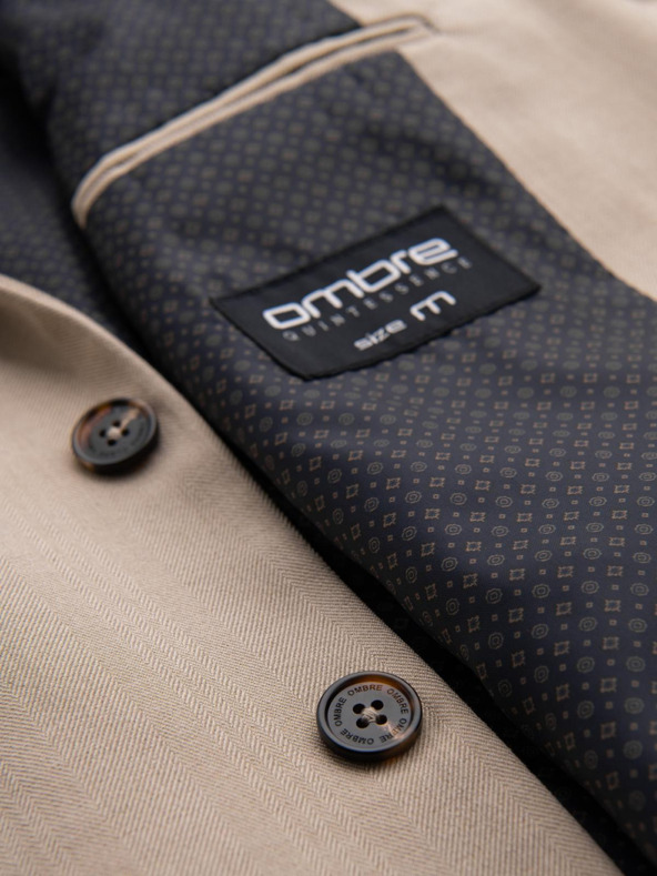 Ombre Clothing Елегантен мъжки бежов блейзър от вълнена смес от Ombre Clothing