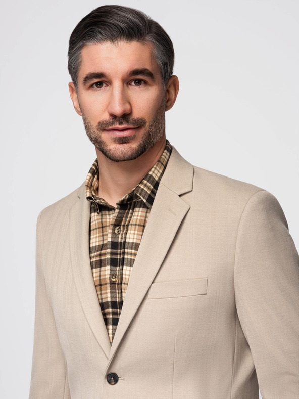 Ombre Clothing Елегантен мъжки бежов блейзър от вълнена смес от Ombre Clothing