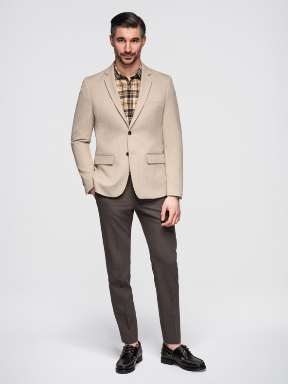 Ombre Clothing Елегантен мъжки бежов блейзър от вълнена смес от Ombre Clothing