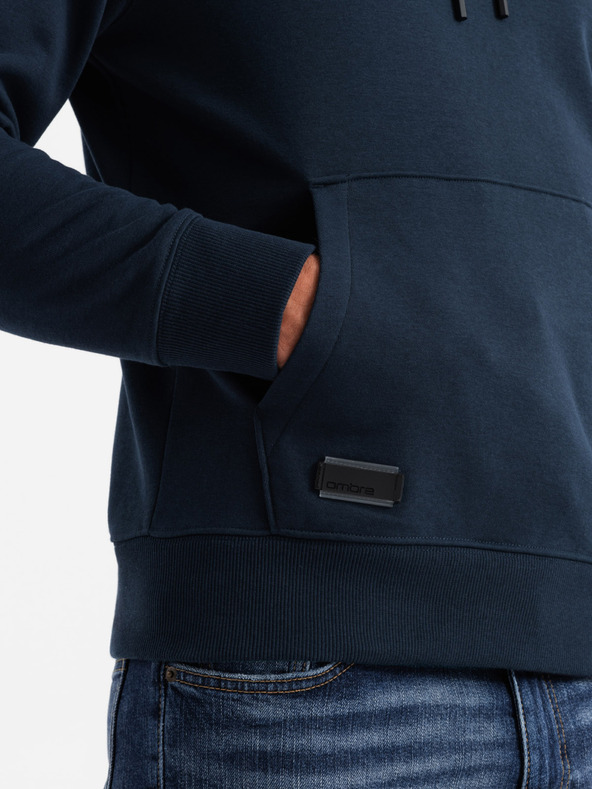 Ombre Clothing Мъжки памучен суитчър BASIC с качулка Ombre Clothing