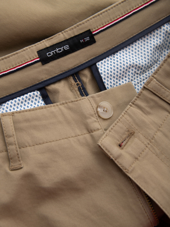 Ombre Clothing Мъжки едноцветни къси панталони с джобове за товари - пясъчни V1 OM-SRCG-0133 Ombre Clothing