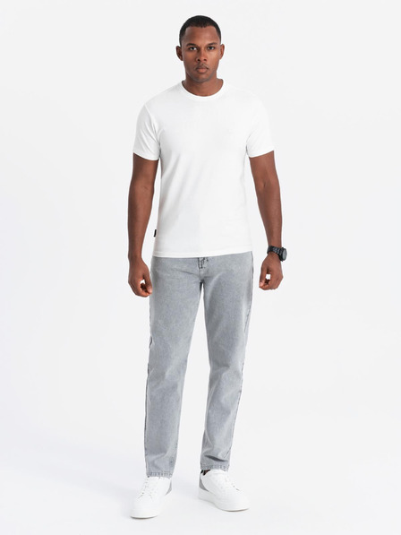 Ombre Clothing Мъжка памучна тениска с трикольор - бяло и тъмносиньо V3 OM-TSCT-0174 Ombre Clothing