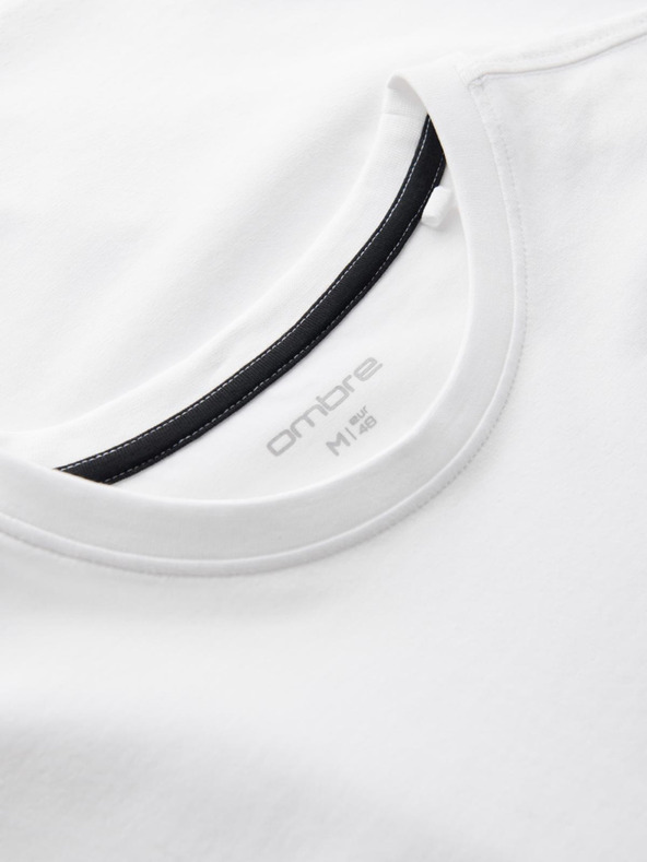 Ombre Clothing Мъжка памучна тениска с трикольор - бяло и тъмносиньо V3 OM-TSCT-0174 Ombre Clothing