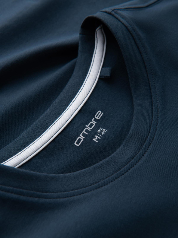 Ombre Clothing Мъжка памучна тениска с трикольор - бяло и тъмносиньо V3 OM-TSCT-0174 Ombre Clothing