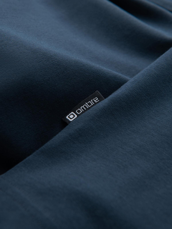 Ombre Clothing Мъжка памучна тениска с трикольор - бяло и тъмносиньо V3 OM-TSCT-0174 Ombre Clothing